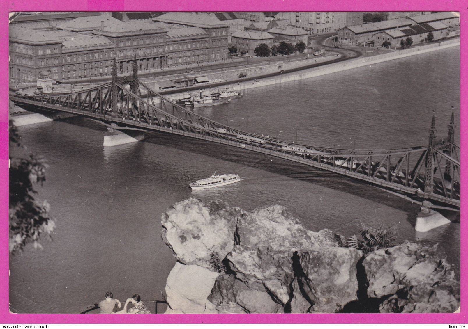 298266 / Hungary - Budapest Liberty Bridge PC USED 1964 - 50f. Train Locomotive Flamme "Watch The Olympics On Your TV !" - Storia Postale