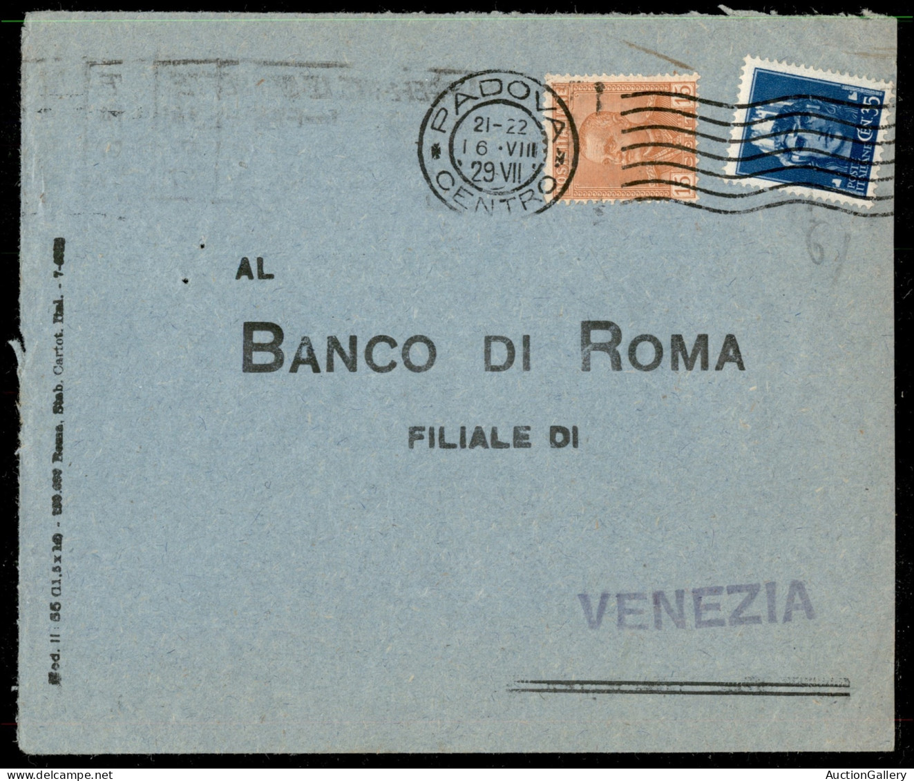 Regno - Vittorio Emanuele III - 15 Cent (240) + 35 Cent (250) - Busta Da Padova A Venezia - Other & Unclassified