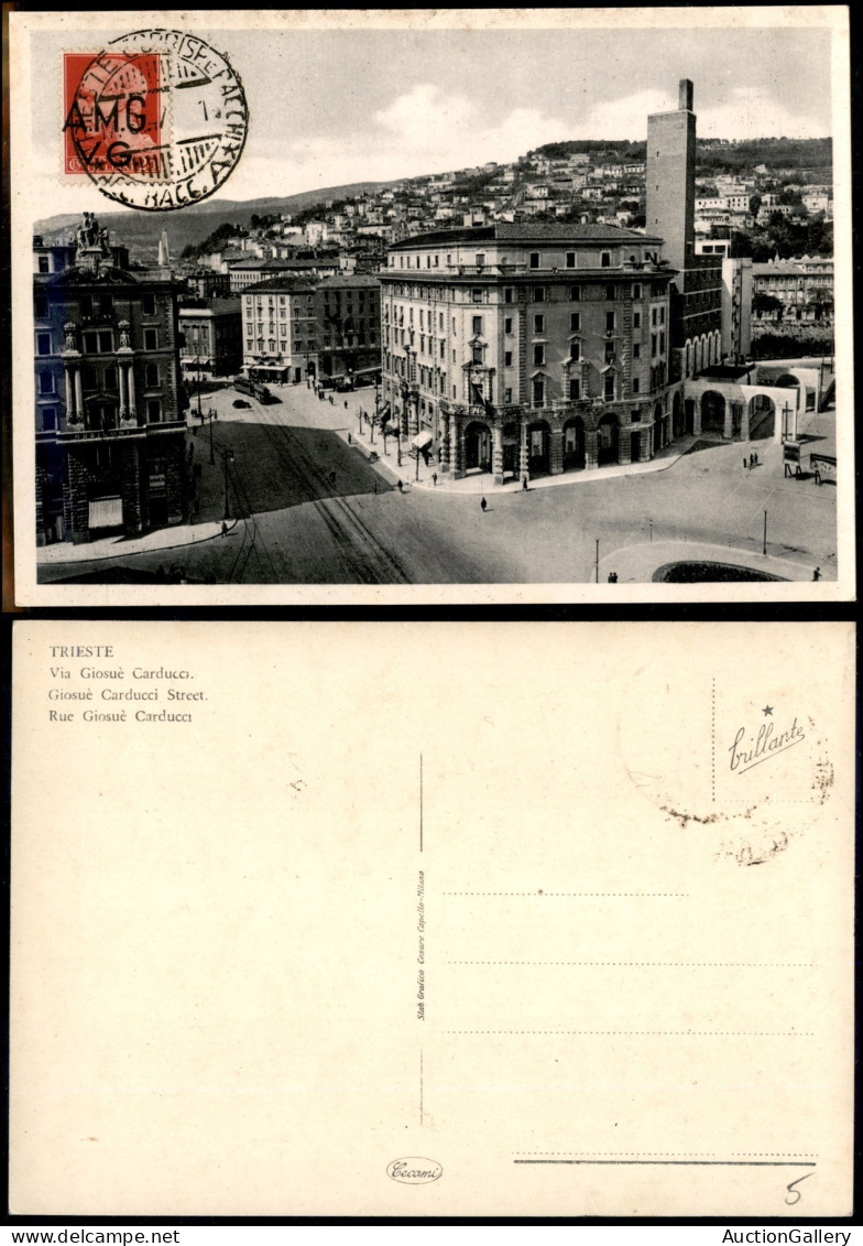 Trieste  - Trieste AMG VG - 20 Cent (4hk) Con Soprastampa Spostata - Usato Su Cartolina - Trieste 17.9.47 - Sonstige & Ohne Zuordnung