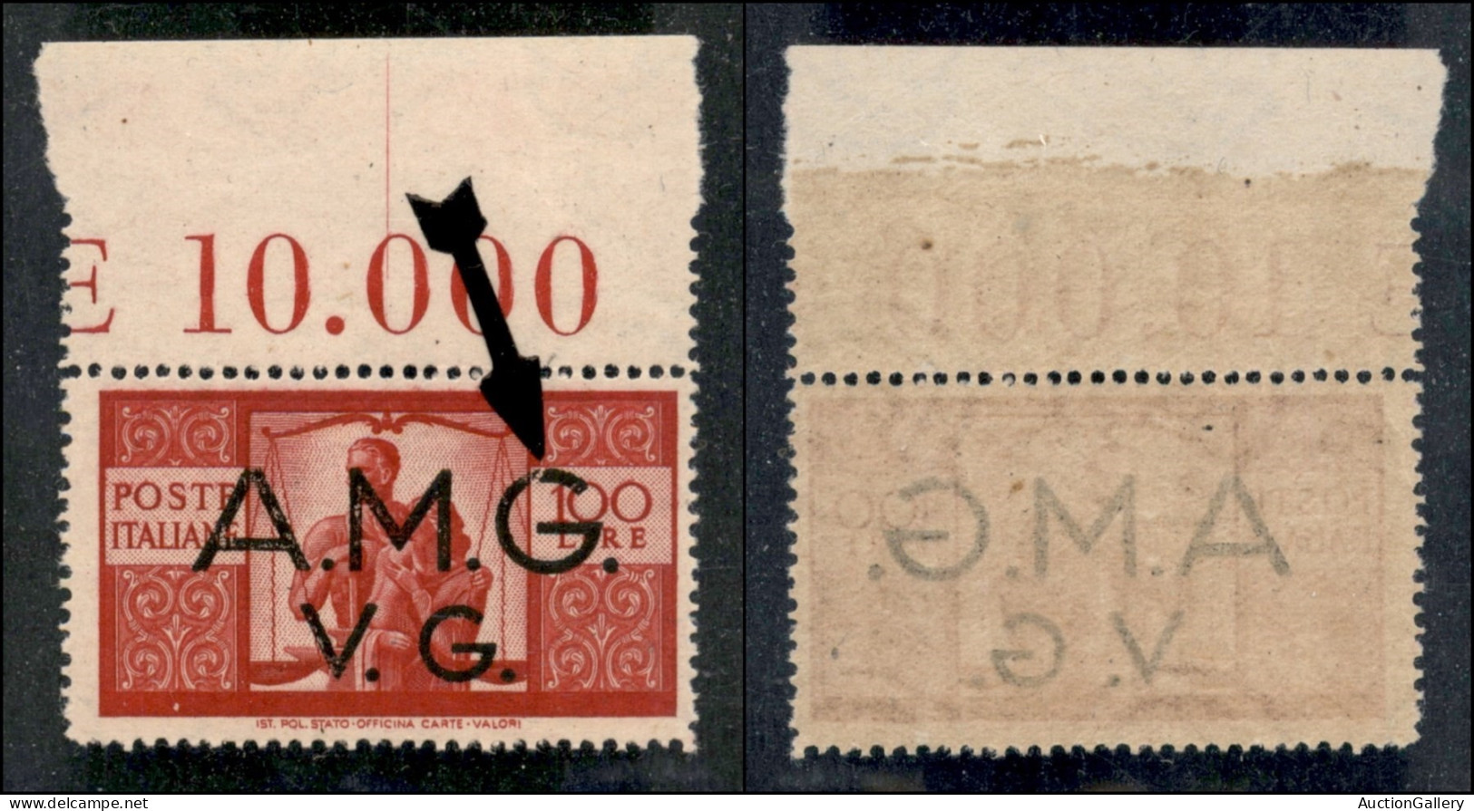 Trieste  - Trieste AMG VG - 1946 - 100 Lire Democratica (21 Varietà) Bordo Foglio - G Rotto - Gomma Integra - Non Catalo - Sonstige & Ohne Zuordnung