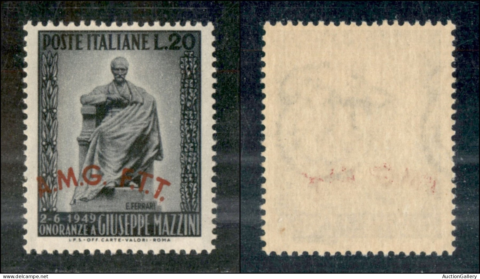 Trieste  - Trieste AMG FTT - 1949 - 20 Lire Mazzini (47a) Con Soprastampa A Sinistra - Gomma Integra (160) - Andere & Zonder Classificatie