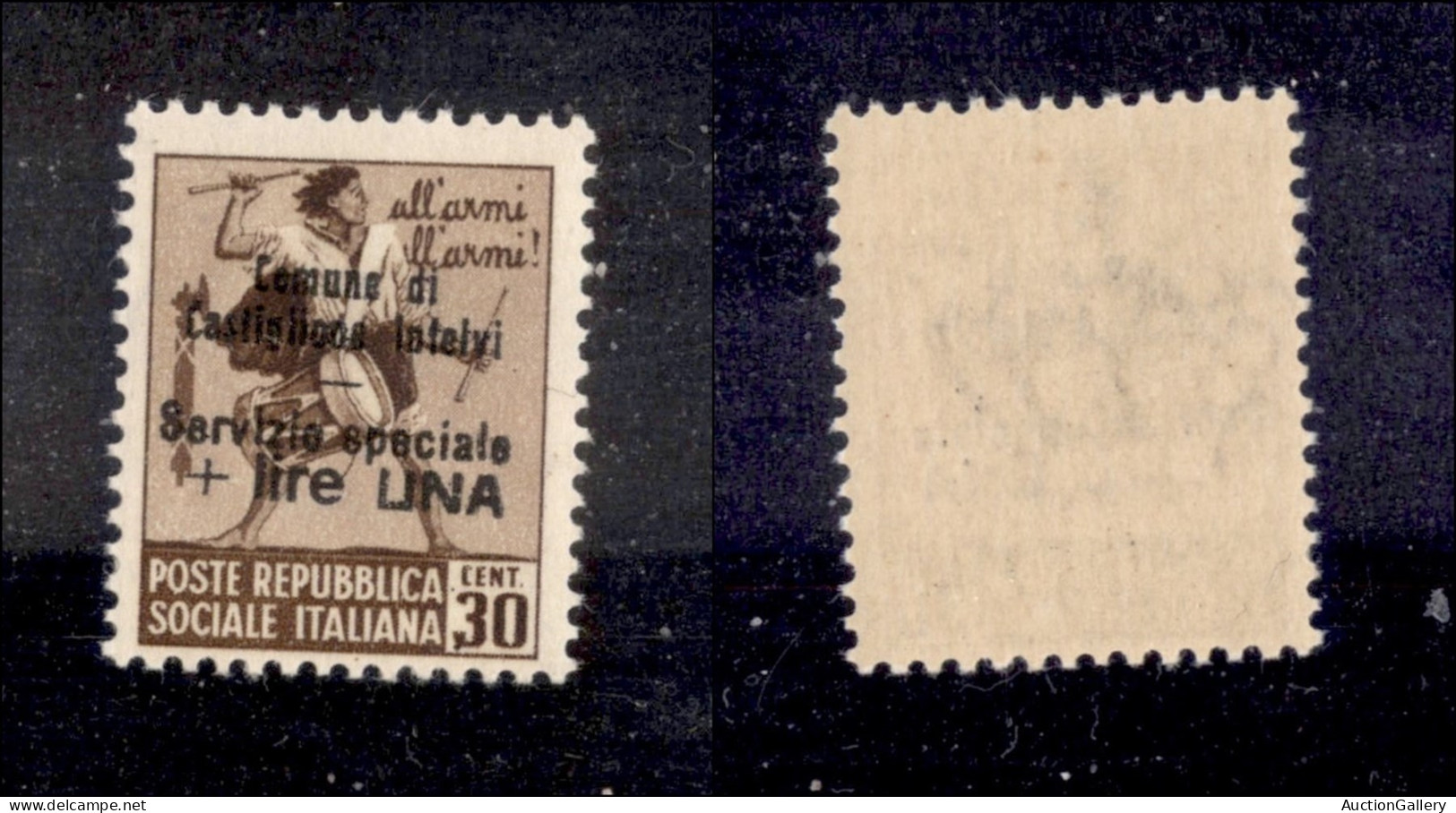 Emissioni Locali - Castiglione D'Intelvi - 1945 - 1 Lira Su 30 Cent (8) - Gomma Integra - Cert. AG (375) - Sonstige & Ohne Zuordnung
