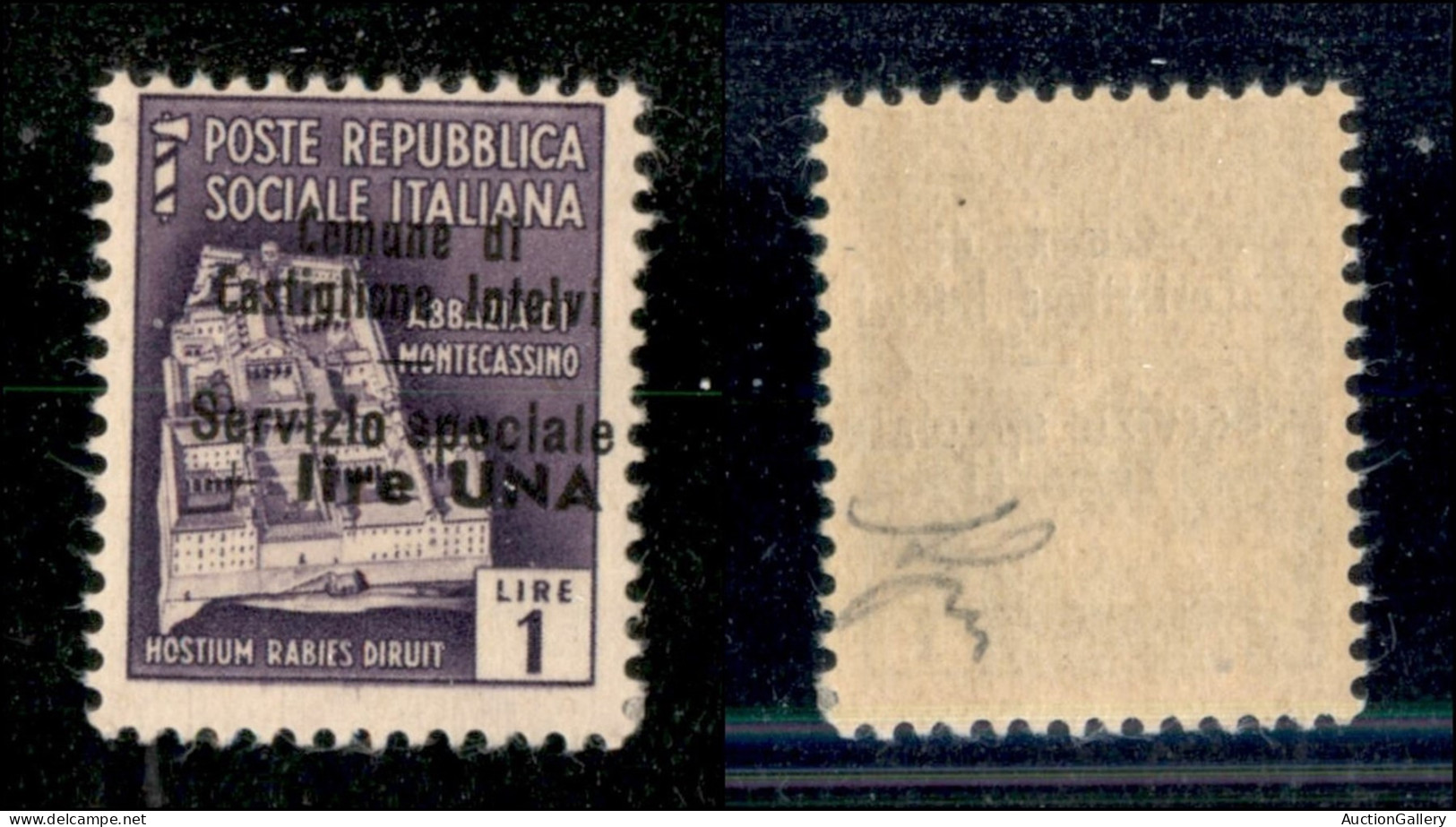 Emissioni Locali - Castiglione D'Intelvi - 1945 - 1 Lira + 1 (13 - Varietà) - Soprastampa A Destra - Gomma Integra - Non - Other & Unclassified