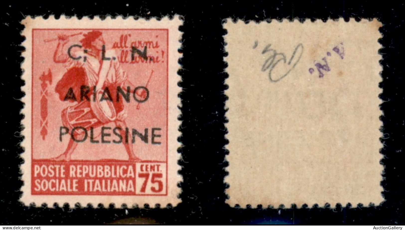 C.L.N. - Ariano Polesine - 1945 - 75 Cent (Errani 35 L) Con ; Dopo C - Gomma Integra - Andere & Zonder Classificatie