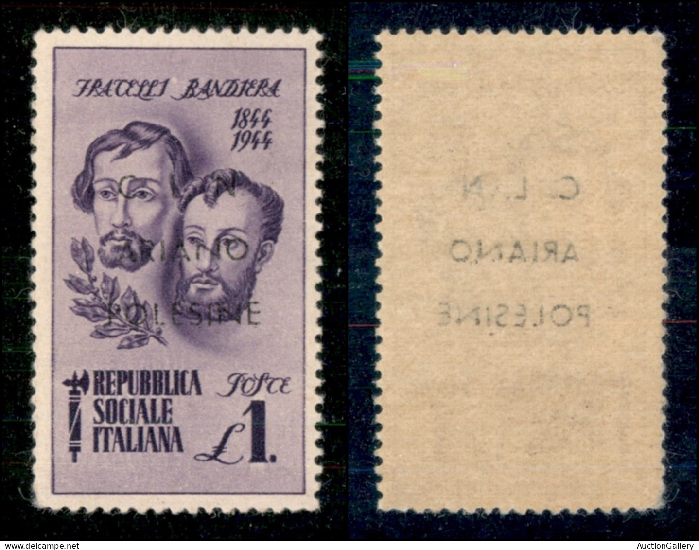 C.L.N. - Ariano Polesine - 1945 - 1 Lira Bandiera (Errani 45aa Varietà) Con Decalco + N Senza Punto - Soprastampa Evanes - Sonstige & Ohne Zuordnung