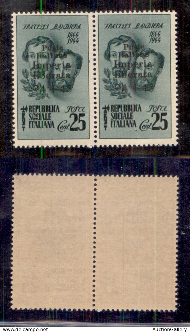 C.L.N. - Imperia - 1945 - 25 Cent Bandiera (13c) In Coppia Senza Trattini Dopo 4 - Gomma Integra (300) - Other & Unclassified