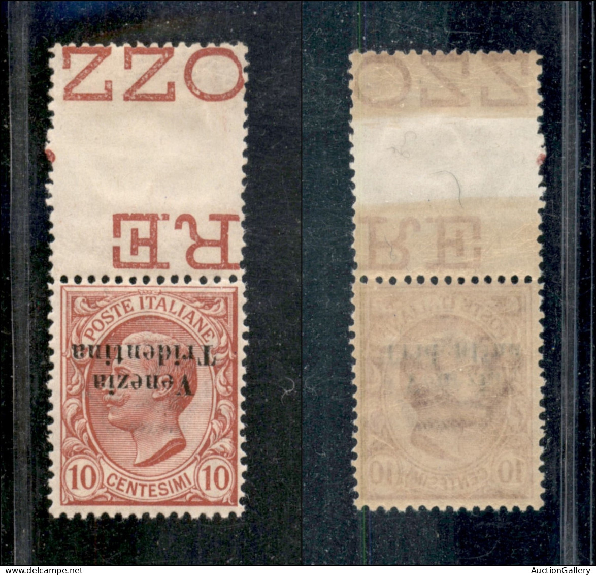 Occupazioni I Guerra Mondiale - Trentino-Alto Adige - 1918 - 10 Cent (22aa) Con Soprastampa Capovolta - Bordo Da Intersp - Andere & Zonder Classificatie