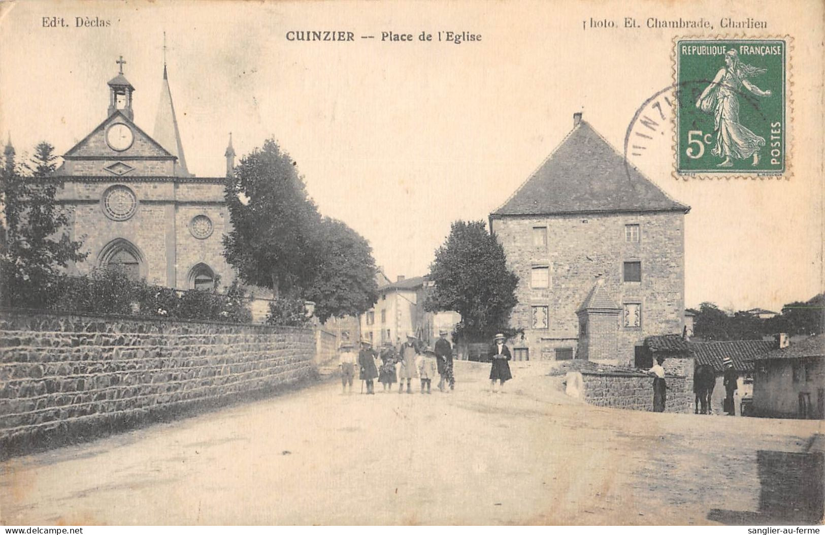 CPA 42 CUINZIER / PLACE DE L'EGLISE - Other & Unclassified