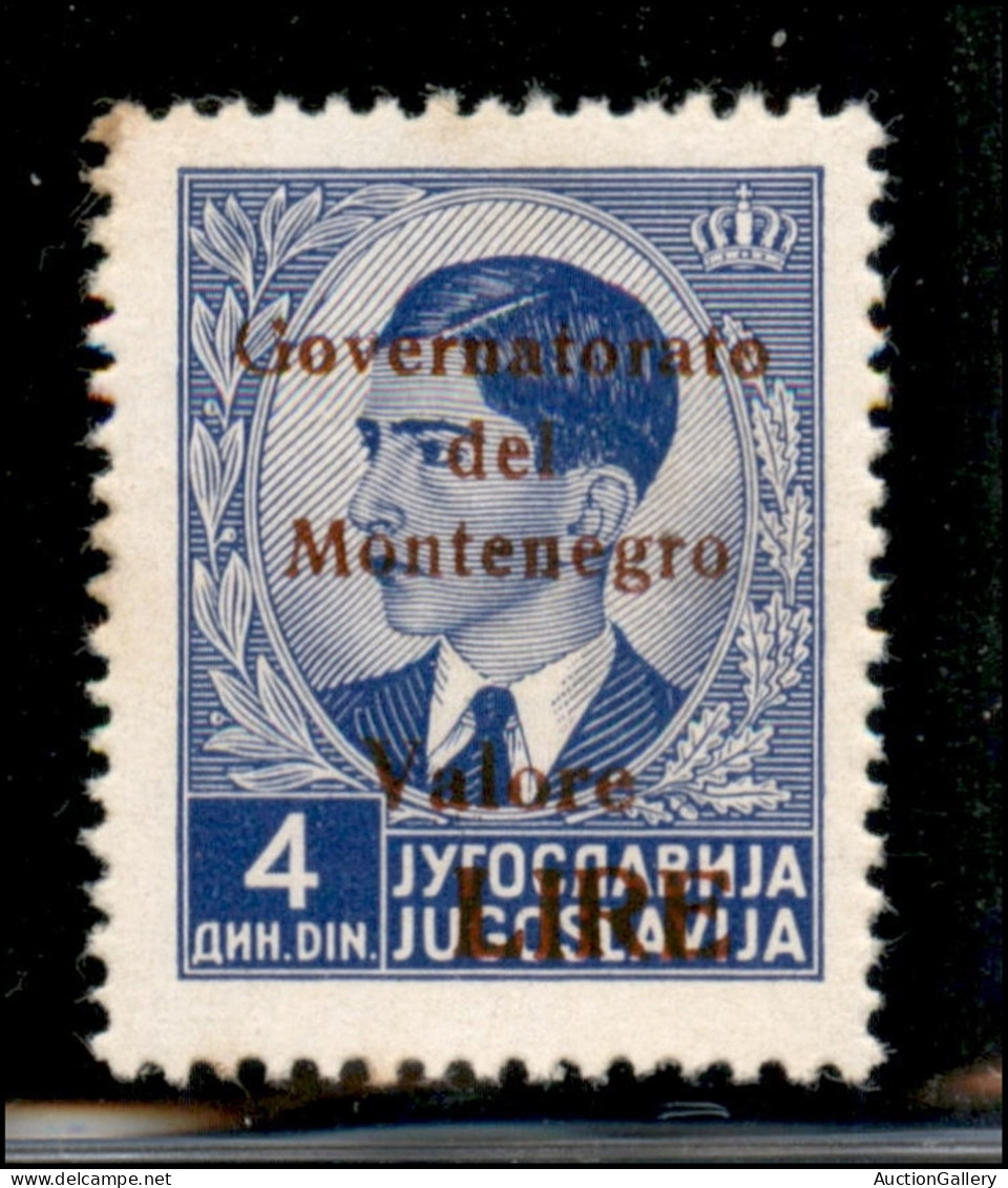 Occupazioni II Guerra Mondiale - Montenegro - 1942 - Lire Su 4 Din (54e) - G Rotto - Consueti Lievi Ingiallimenti - Gomm - Autres & Non Classés