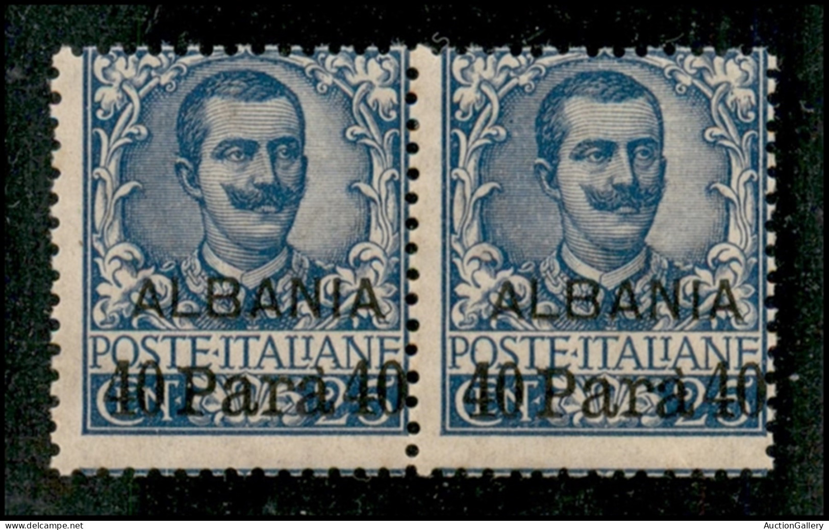Uffici Postali All'Estero - Levante - Albania - 1902 - 40 Para Su 25 Cent Floreale (3) - Coppia Orizzontale - Gomma Inte - Autres & Non Classés