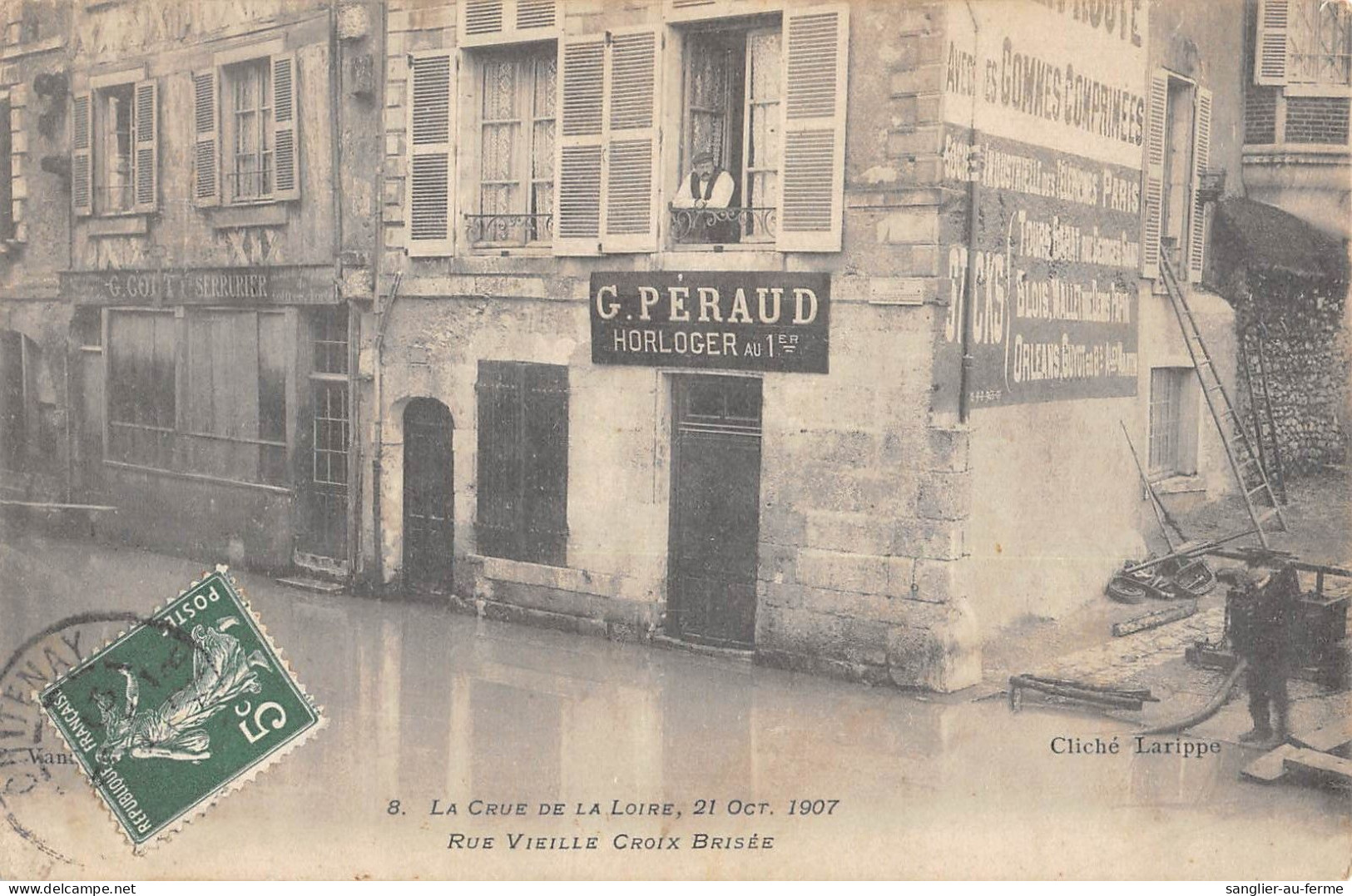 CPA 42 LA CRUE DE LA LOIRE / 21 OCT 1907 / RUE VIEILLE CROIX BRISEE - Andere & Zonder Classificatie