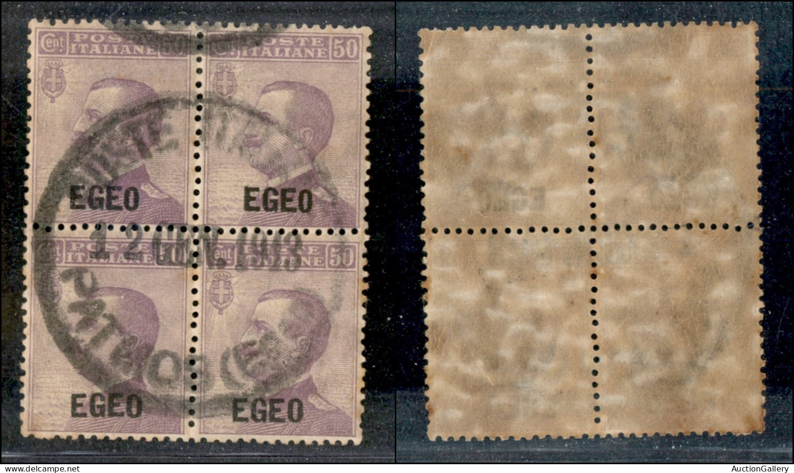 Colonie - Egeo - Emissioni Generali - 1912 - 50 Cent Michetti (2) - Quartina Usata A Patmos Il 12.1.13 - Other & Unclassified