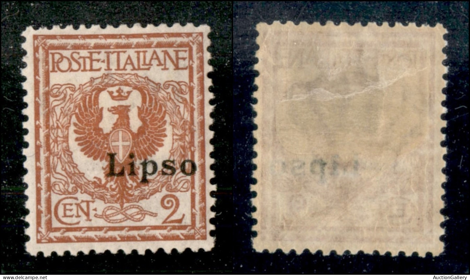 Colonie - Egeo - Lipso - 1912 - 2 Cent Floreale (1 Varietà) - Soprastampa A Destra - Gomma Originale - Non Catalogato - Sonstige & Ohne Zuordnung