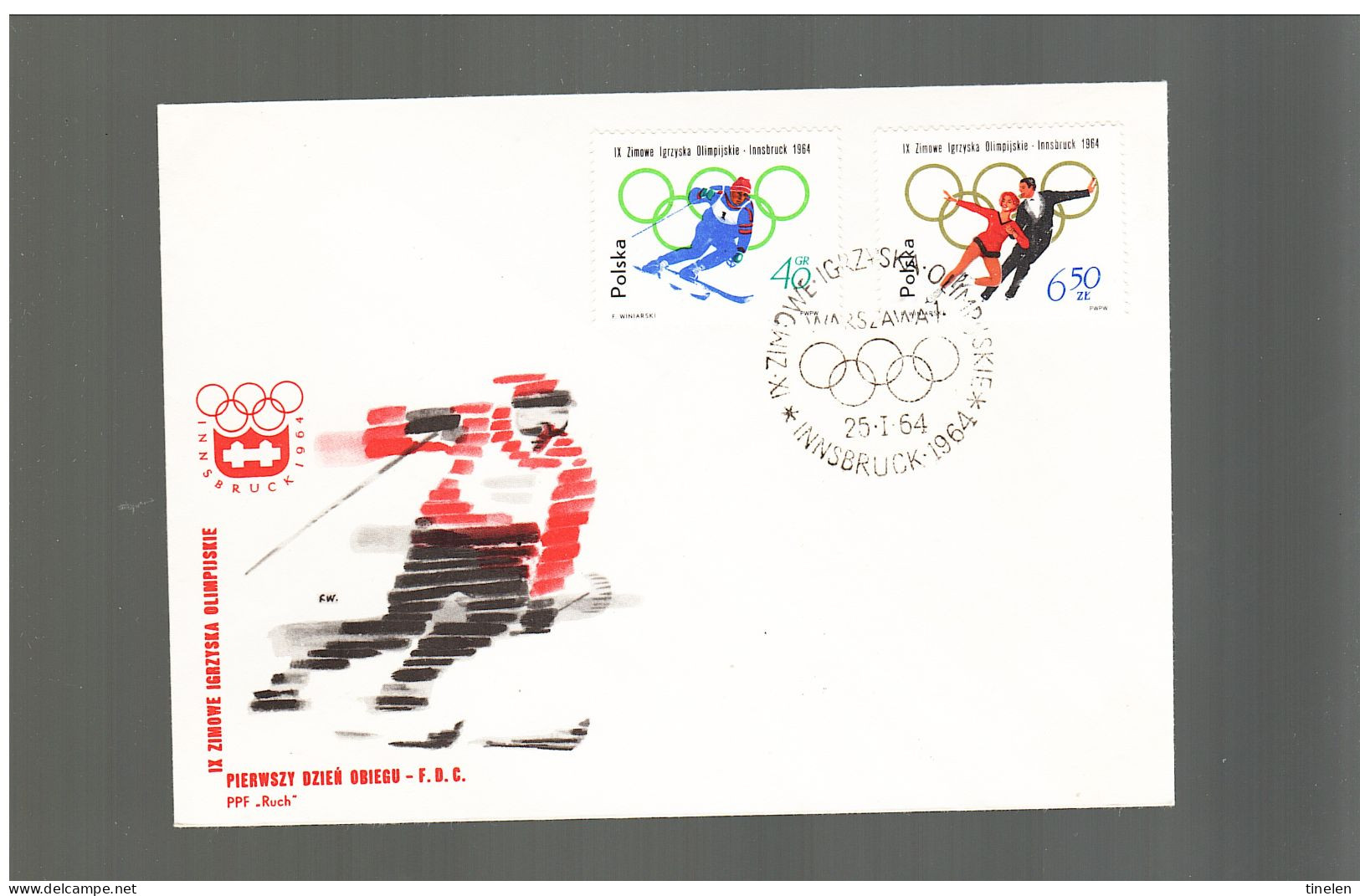 Polonia - 25 1 1964 Fdc Giochi Olimpici Innsbruck - Inverno1964: Innsbruck