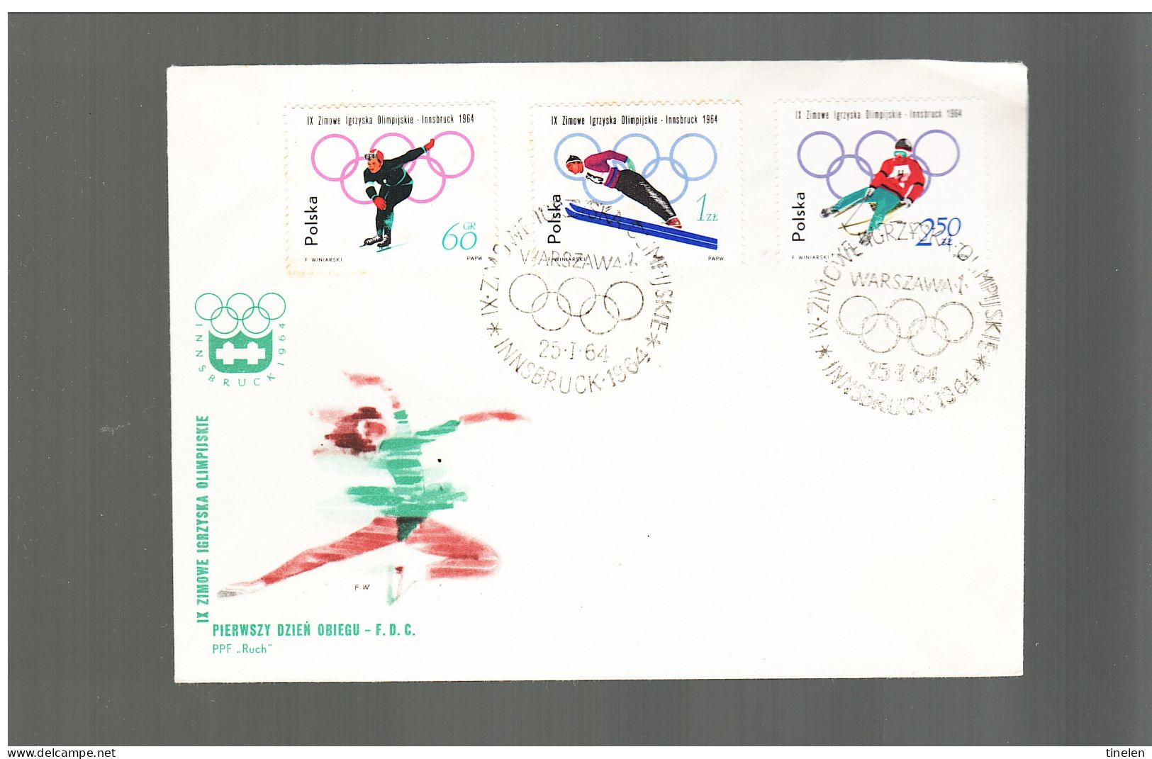 Polonia - 25 1 1964 Fdc Giochi Olimpici Innsbruck - Inverno1964: Innsbruck