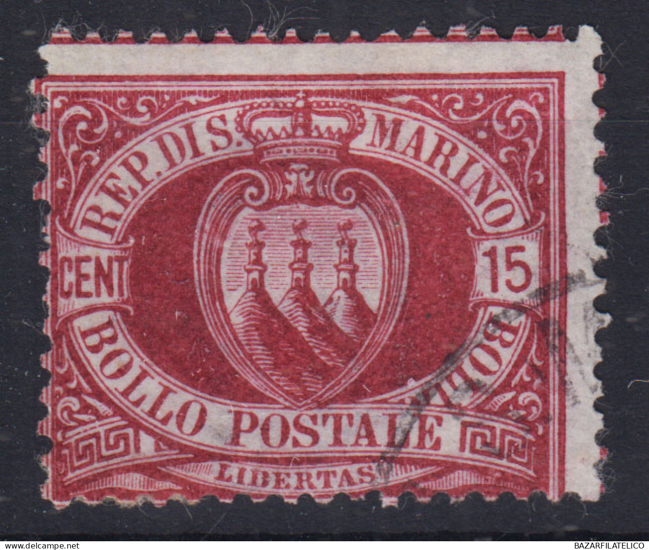 SAN MARINO 1892-94 15 CENTESIMI N.15 USATO - Used Stamps