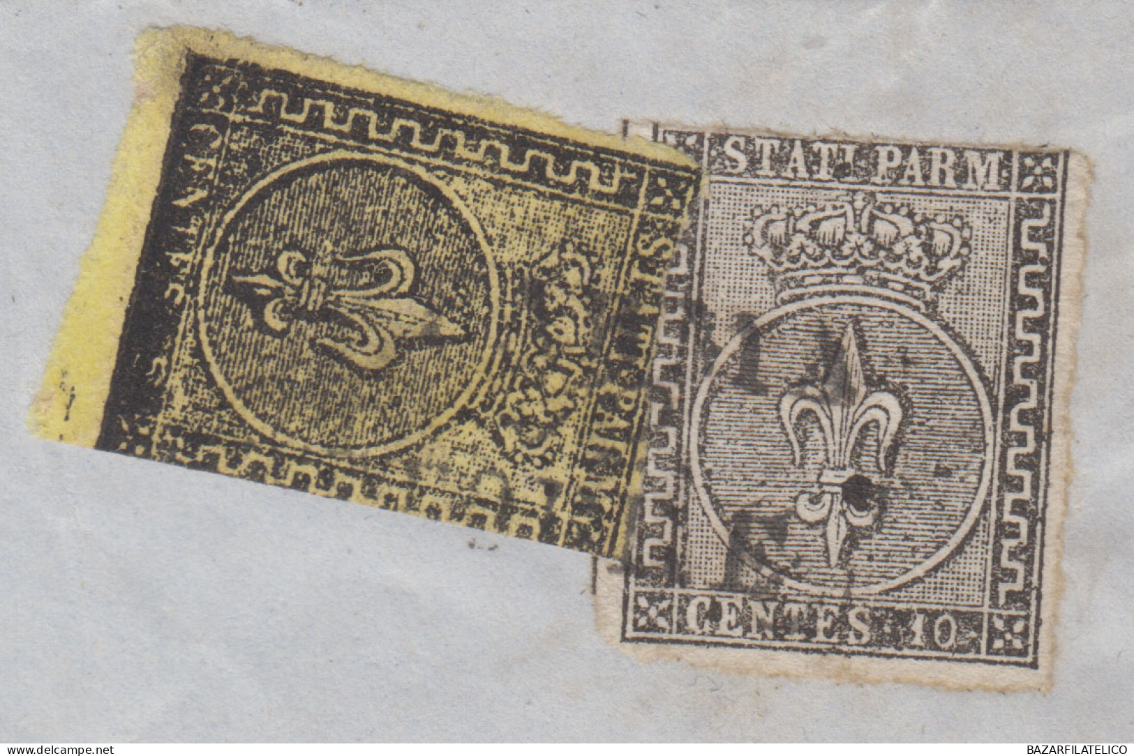 ASI PARMA 1852 BICOLORE 5 CENT. E 10 CENT. N.1-2 SU BUSTA - Parme