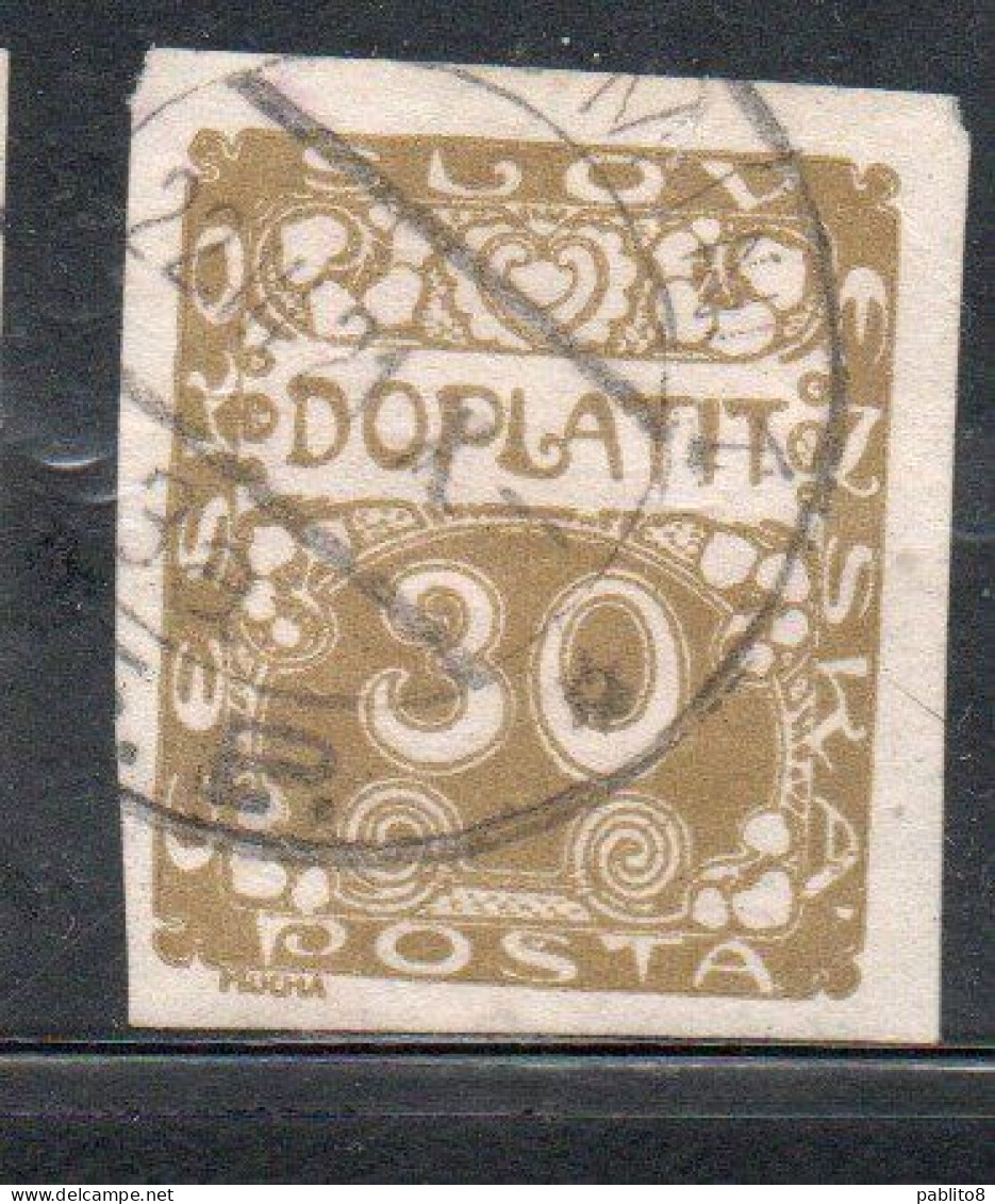 CZECH CECA CZECHOSLOVAKIA CESKA CECOSLOVACCHIA 1918 1920 POSTAGE DUE DOPLATIT 30h USED USATO OBLITERE' - Timbres-taxe