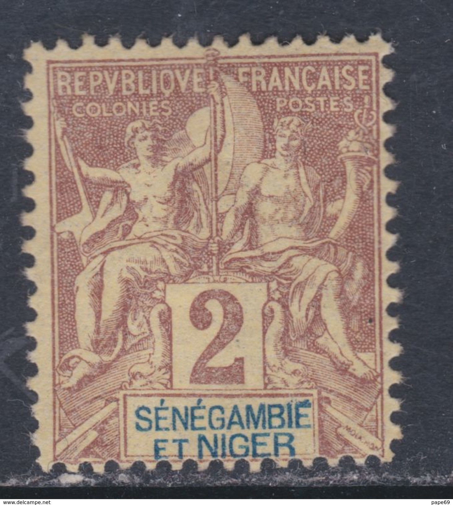 Sénégambie Et Niger N° 2 X Type Groupe : 2 C. Lilas-brun Sur Paille, Trace De Charnière Sinon TB - Unused Stamps