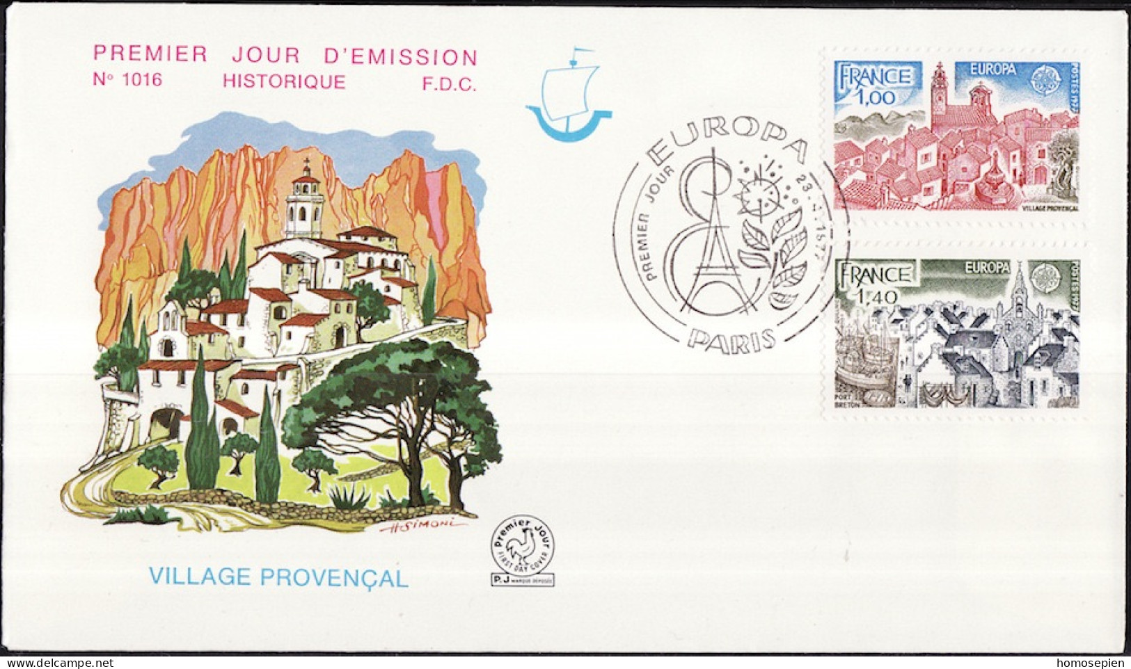 Europa CEPT 1977 France - Frankreich FDC1 Y&T N°1928 à 1929 - Michel N°2024 à 2025 - 1977