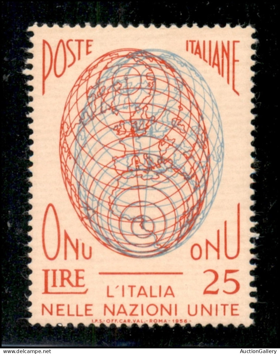 Repubblica - 1956 - 25 Lire ONU (806eb) Con Decalco Del Rosso - Gomma Integra - Autres & Non Classés