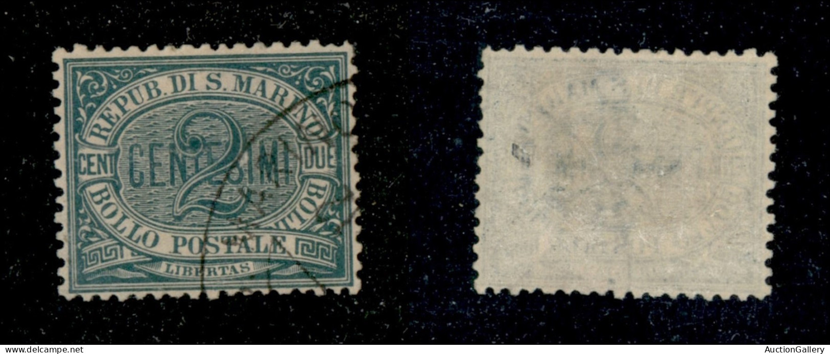 SAN MARINO - 1877 - 2 Cent Verde Cifra (1) - Discretamente Centrato - Usato - Otros & Sin Clasificación