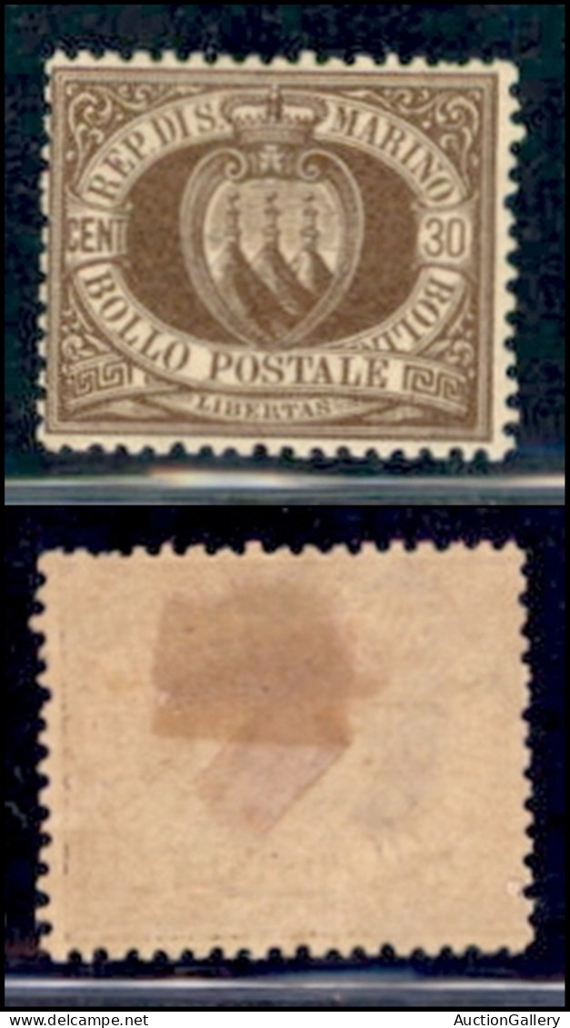 SAN MARINO - 1877 - 30 Cent (6) - Gomma Originale (600) - Altri & Non Classificati