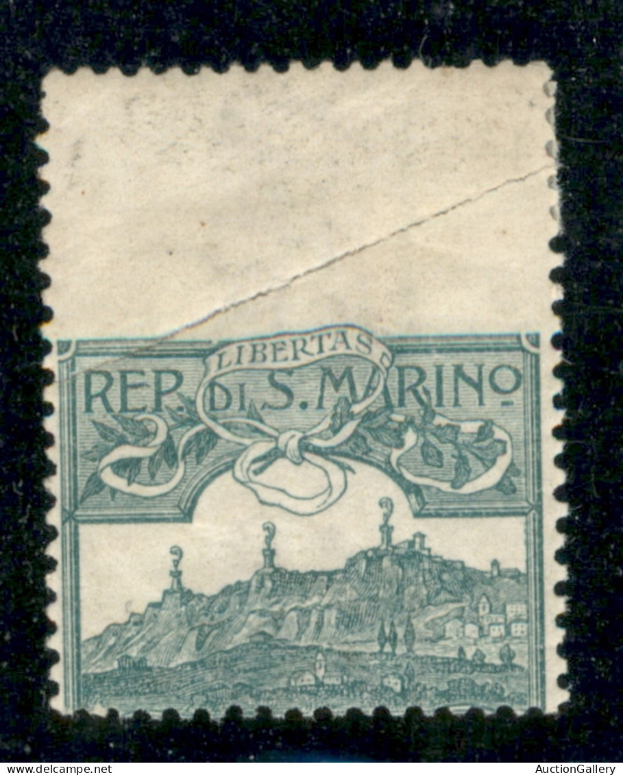 SAN MARINO - 1903 - 5 Cent Veduta (35b) - Dentellatura Orizzontale Spostata In Alto - Primo Della Fila (senza Valore) -  - Sonstige & Ohne Zuordnung