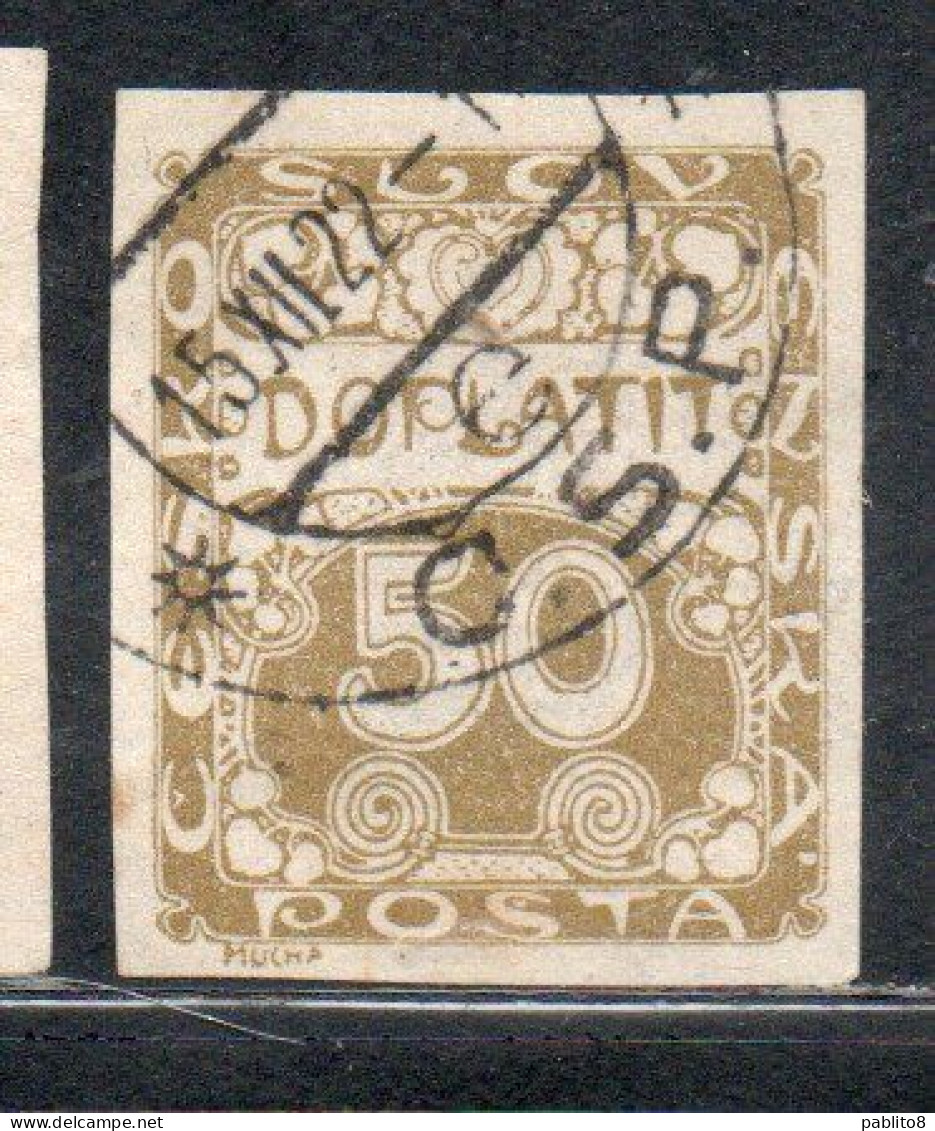 CZECH CECA CZECHOSLOVAKIA CESKA CECOSLOVACCHIA 1918 1920 POSTAGE DUE DOPLATIT 50h USED USATO OBLITERE' - Timbres-taxe