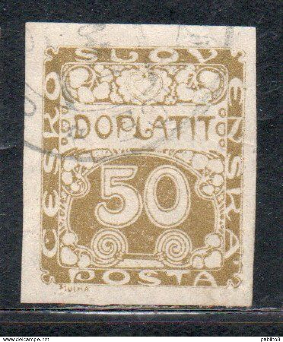 CZECH CECA CZECHOSLOVAKIA CESKA CECOSLOVACCHIA 1918 1920 POSTAGE DUE DOPLATIT 50h USED USATO OBLITERE' - Segnatasse