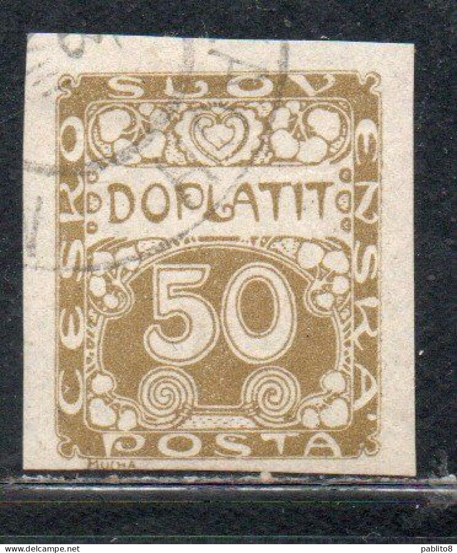 CZECH CECA CZECHOSLOVAKIA CESKA CECOSLOVACCHIA 1918 1920 POSTAGE DUE DOPLATIT 50h USED USATO OBLITERE' - Segnatasse