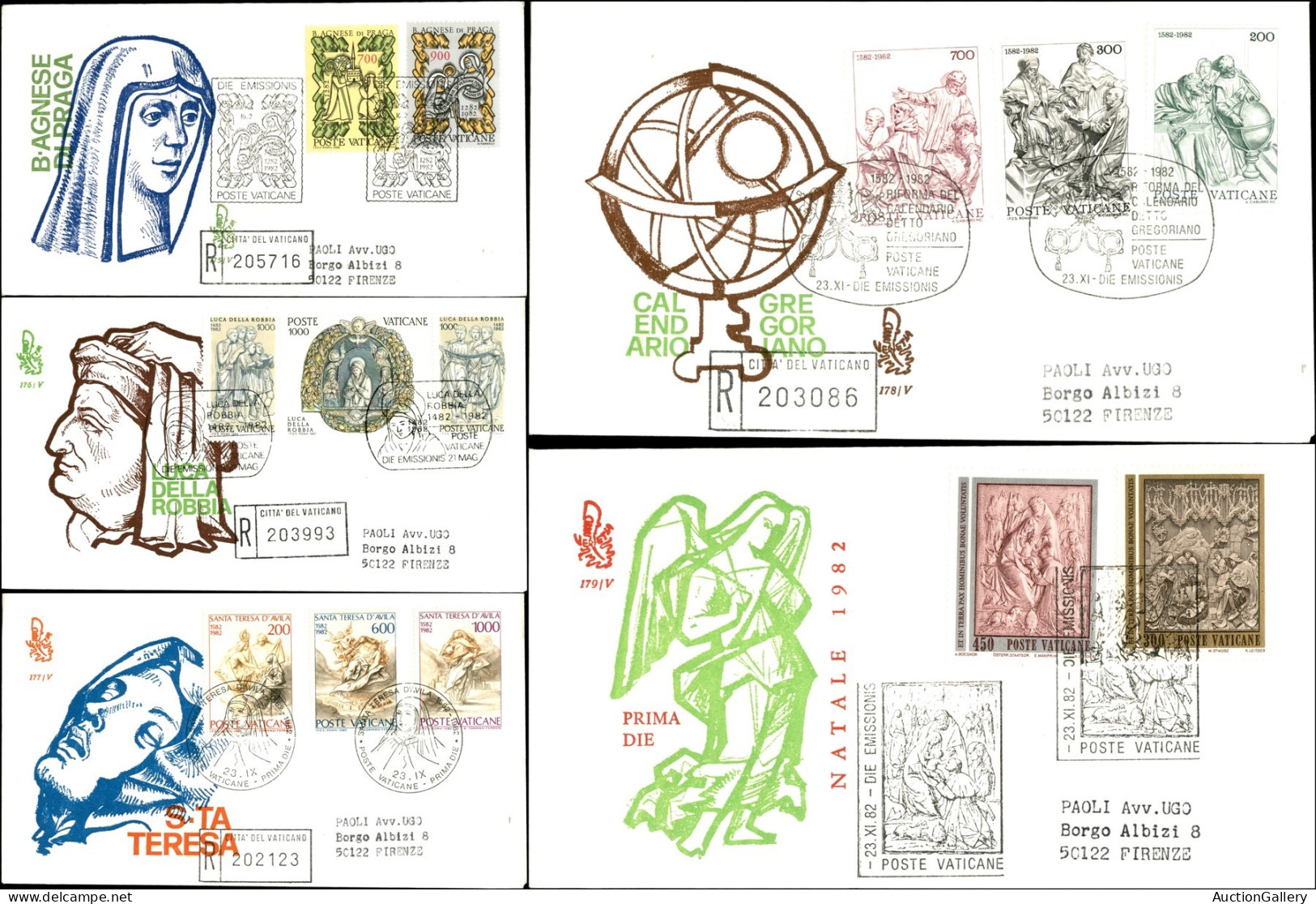 VATICANO - 1982 - FDC Venetia Club - Annata Completa - Insieme Di 5 Buste Diverse - Andere & Zonder Classificatie