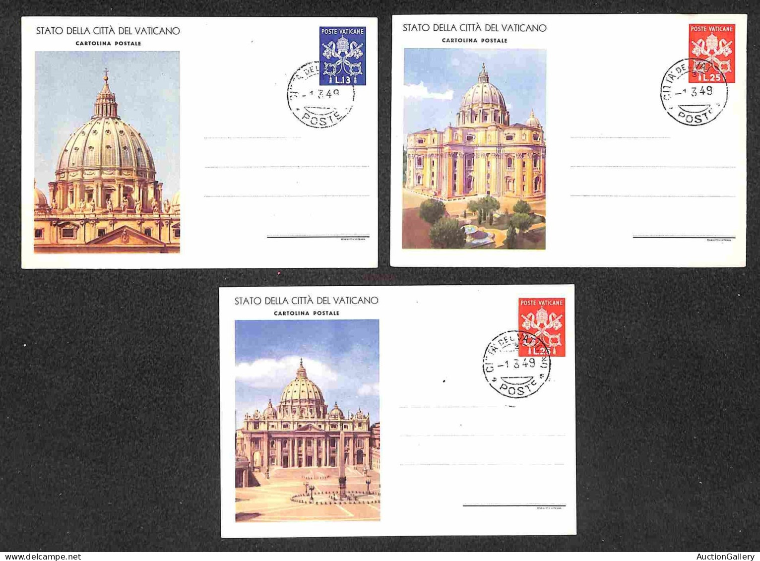 VATICANO - Cartoline Postali - 1949 - Vedute (C6-1 + C7-1/2) - Tre Diverse FDC 1.3.1949 (105) - Other & Unclassified