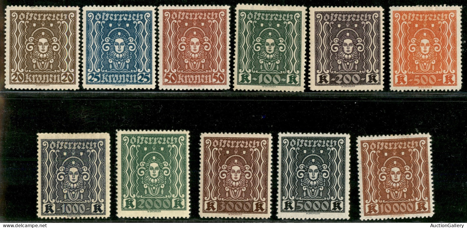 EUROPA - AUSTRIA - 1922 - Testa Di Donna (398A/408A) - Serie Completa - Gomma Originale - Autres & Non Classés