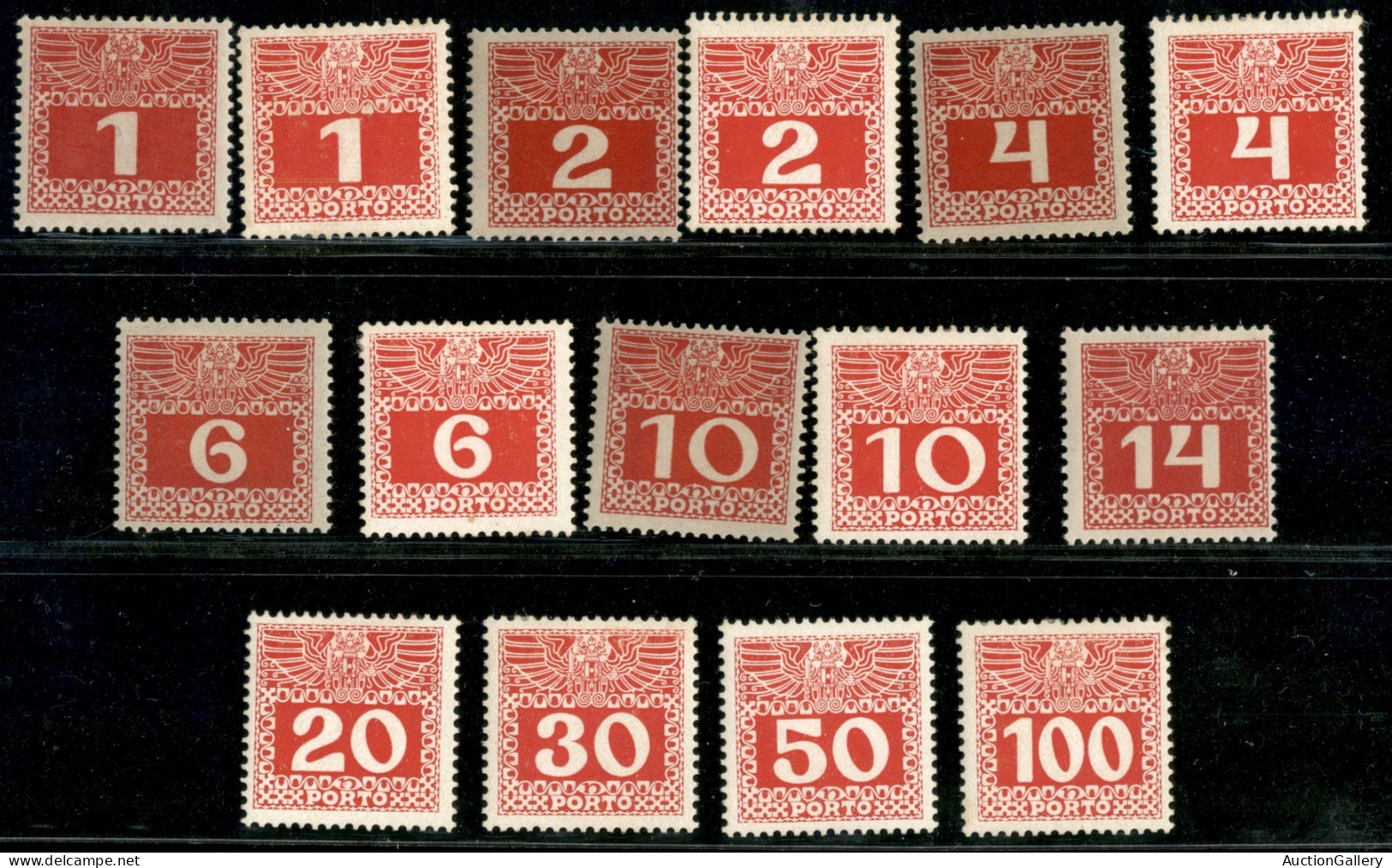 EUROPA - AUSTRIA - 1908/1913 - Segnatasse (34/44 + 34/38 Variante Di Carta) - Serie Completa Con I Primi Cinque Valori C - Autres & Non Classés