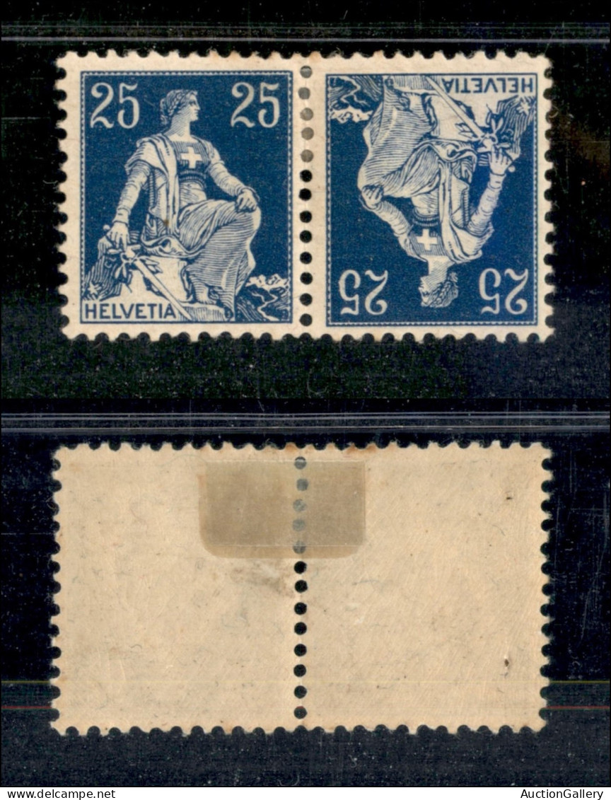 EUROPA - SVIZZERA - 1908 - Tete-Beche Del 25 Cent Helvetia (unif.K1) - Nuovo Con Gomma - Sonstige & Ohne Zuordnung