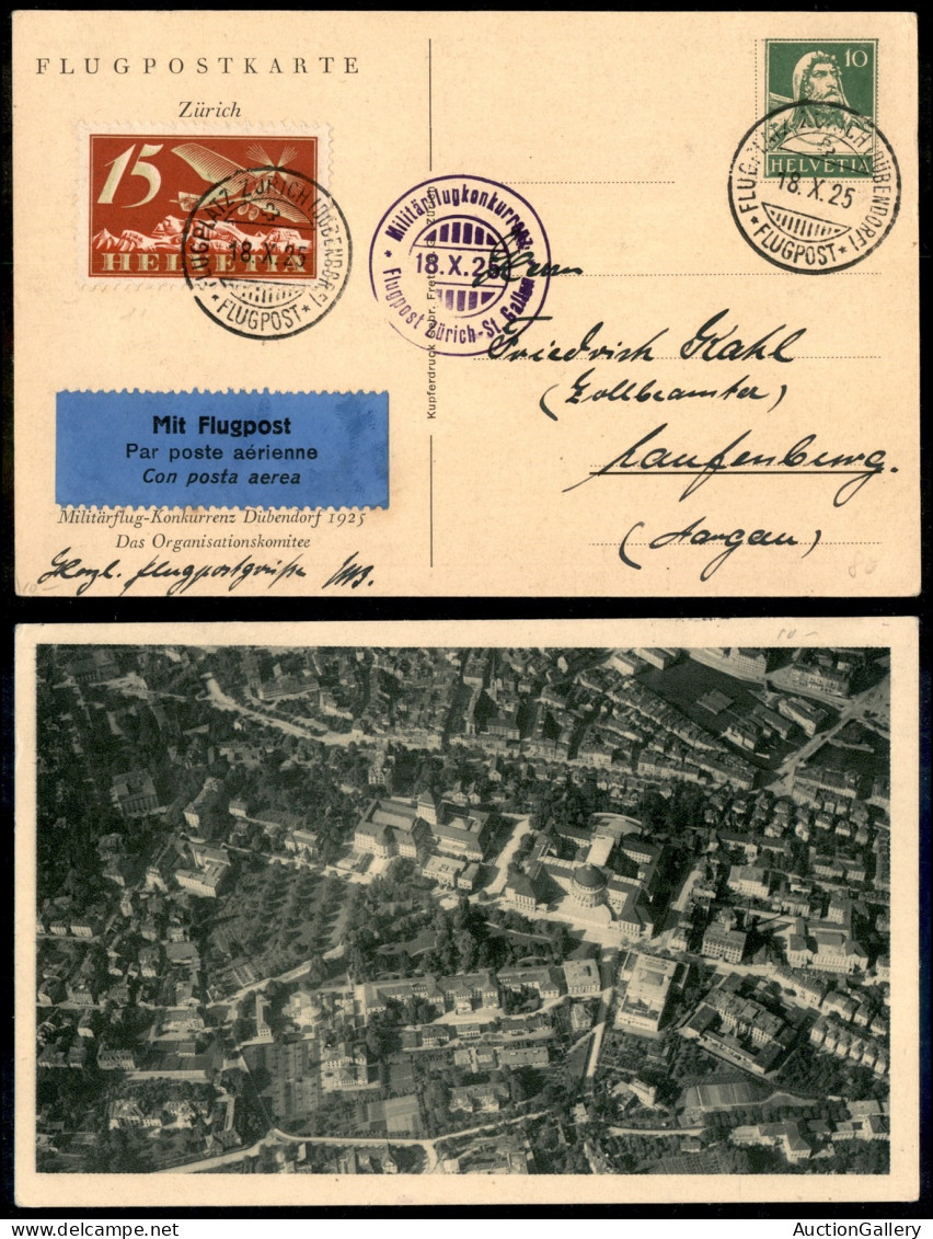 EUROPA - SVIZZERA - 1925 (18 Ottobre) - Militarflug Zurigo St. Gallen - Cartolina Postale Per Argan - Autres & Non Classés