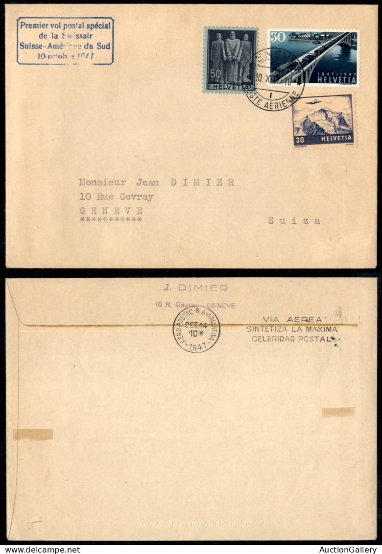 EUROPA - SVIZZERA - 1947 (10 Ottobre) - Svizzera America Del Sud - Pro Volo Postale Speciale - Aerogramma Da Ginevra A B - Sonstige & Ohne Zuordnung