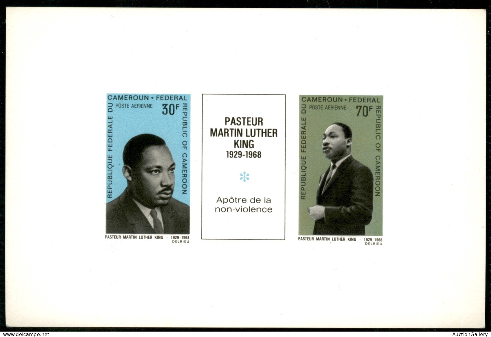 OLTREMARE - CAMERUN - 1968 - Prova Di Lusso - 30 + 70 Franchi Martin Luther King (558+562) - Su Cartoncino - Sempre Senz - Andere & Zonder Classificatie