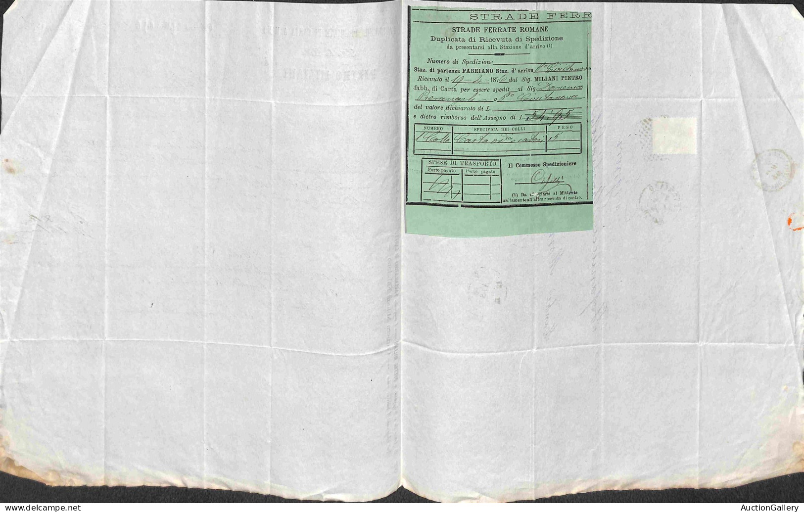 Documenti e Varie - 1876/1878 - Miliani Fabriano - 4 fatture con 5 ricevute di spedizione e prima di cambio del periodo 