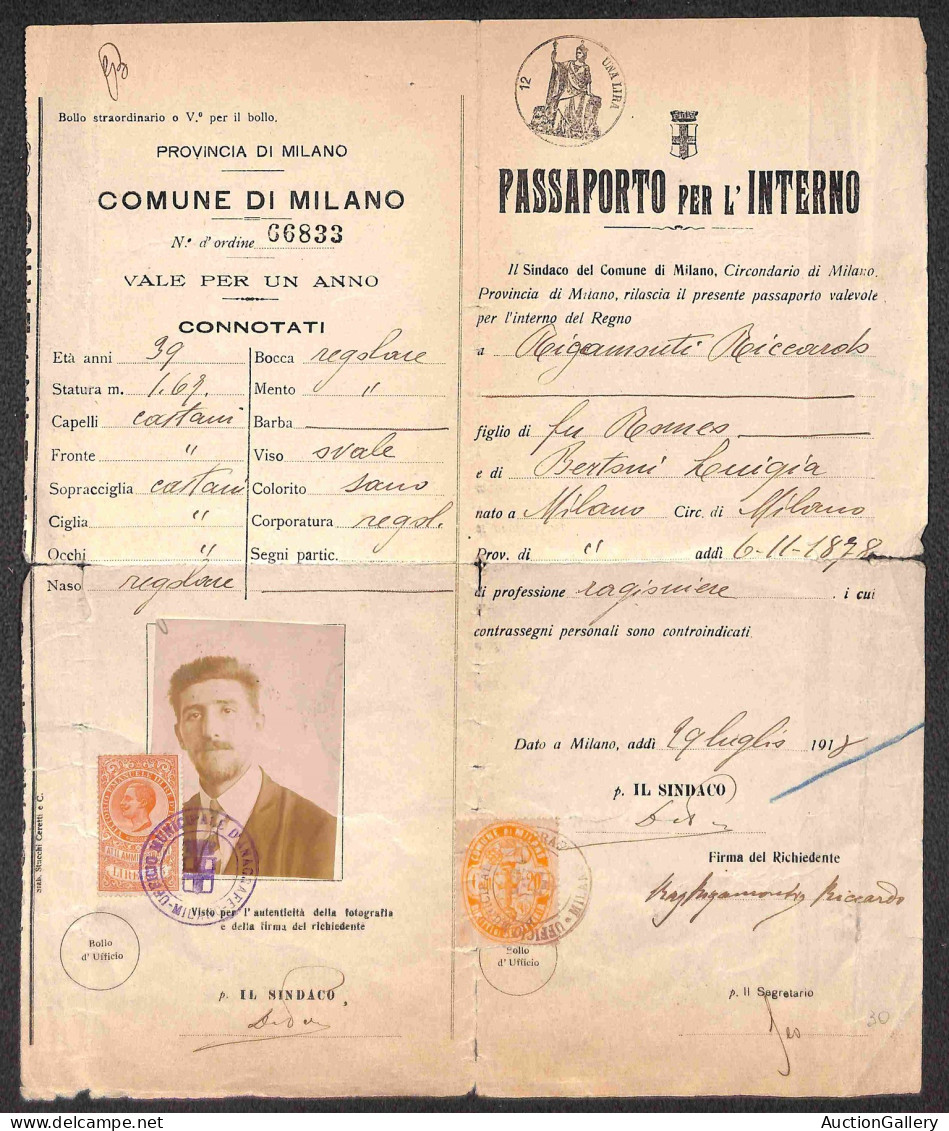 Documenti E Varie - Milano 1878 - Passaporto Per L'Interno - Da Esaminare - Andere & Zonder Classificatie