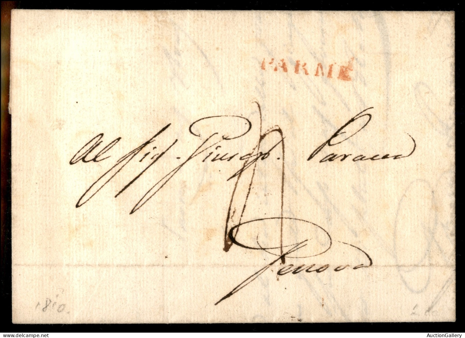Prefilateliche - 1810 (27 Settembre) - Parme (rosso) - Lettera Per Genova - Tassata - Otros & Sin Clasificación