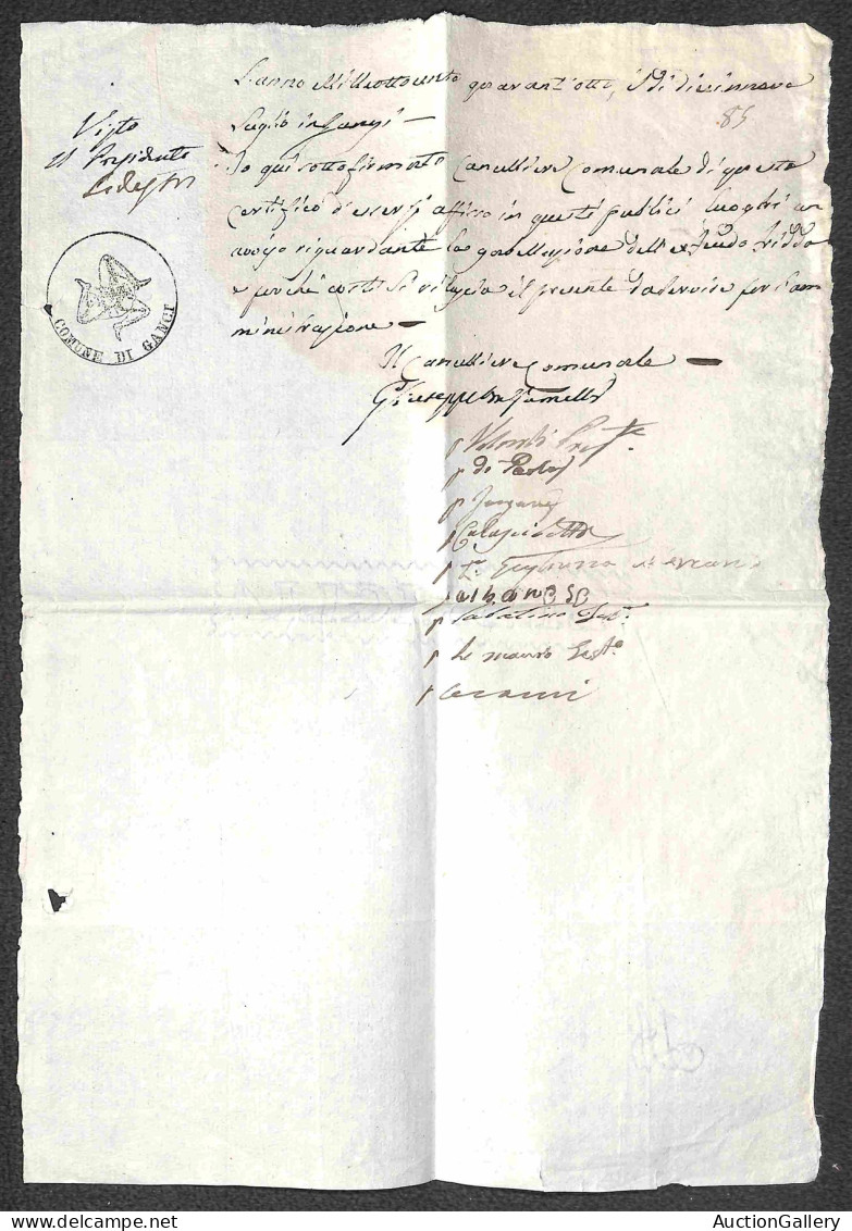 Prefilateliche - Trinacria - Comune Di Ganci - Certificato Del 19.7.48 - Other & Unclassified