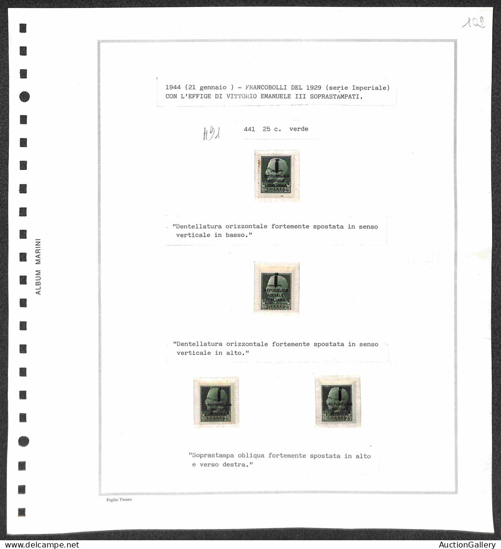 Lotti & Collezioni - RSI - 1944 - Fascetti - Studio Delle Varietà Minori Di 5 Valori Di Posta Ordinaria - 69 Valori Su F - Otros & Sin Clasificación