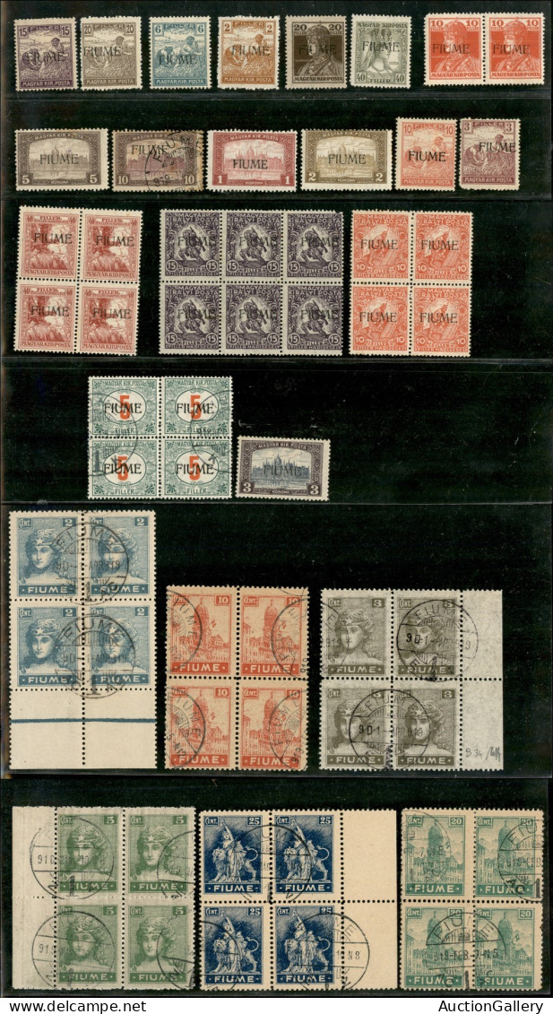 Lotti & Collezioni - FIUME - 1918/1919 - Piccolo Insieme Di 24 Esemplari Nuovi E Usati Del Periodo - Singoli, Quartine E - Other & Unclassified