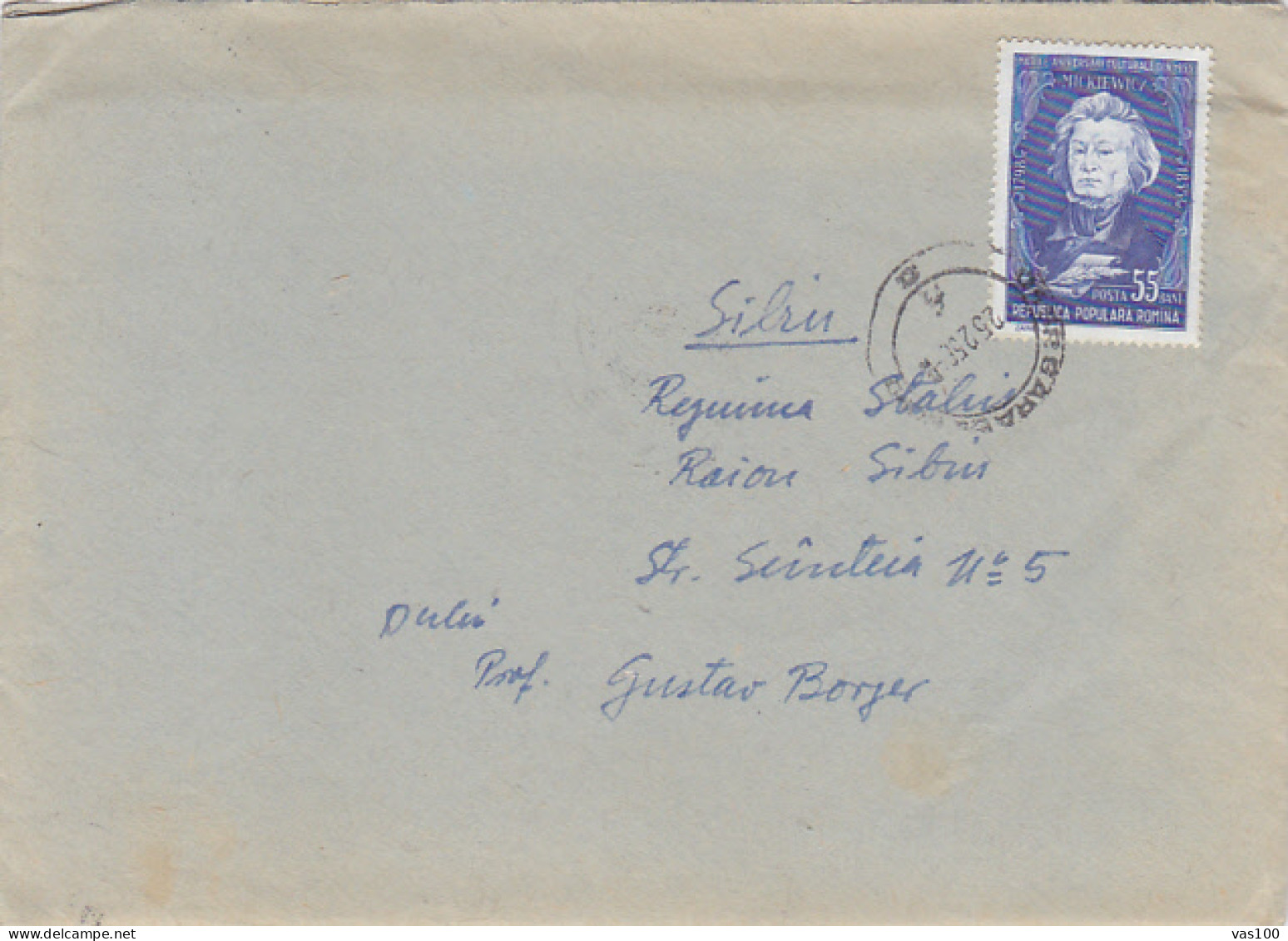 ADAM MICKIEWICZ- WRITER, STAMP ON COVER, 1956, ROMANIA - Briefe U. Dokumente