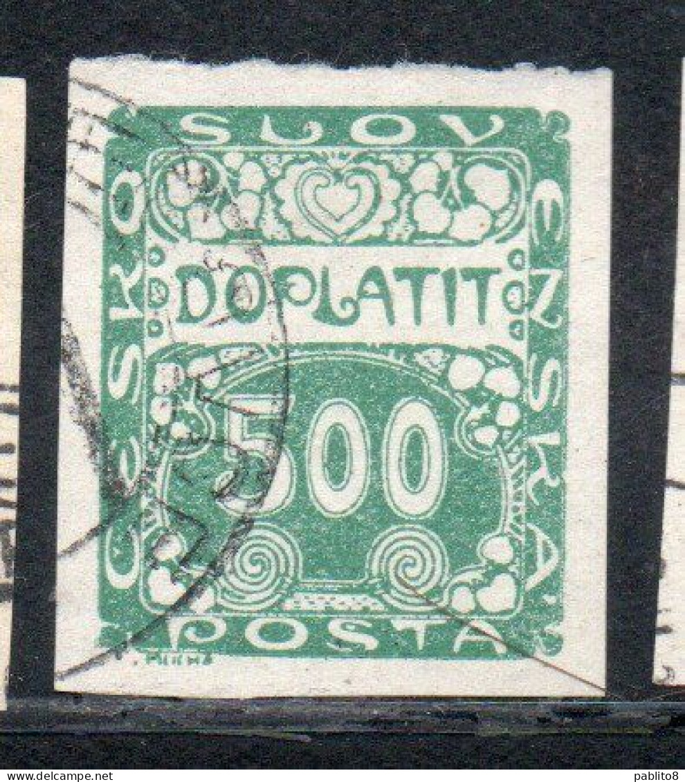 CZECH CECA CZECHOSLOVAKIA CESKA CECOSLOVACCHIA 1918 1920 POSTAGE DUE DOPLATIT 500h USED USATO OBLITERE' - Strafport