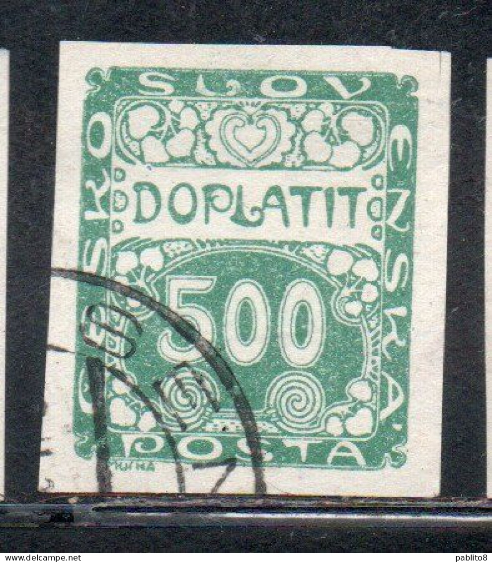 CZECH CECA CZECHOSLOVAKIA CESKA CECOSLOVACCHIA 1918 1920 POSTAGE DUE DOPLATIT 500h USED USATO OBLITERE' - Strafport