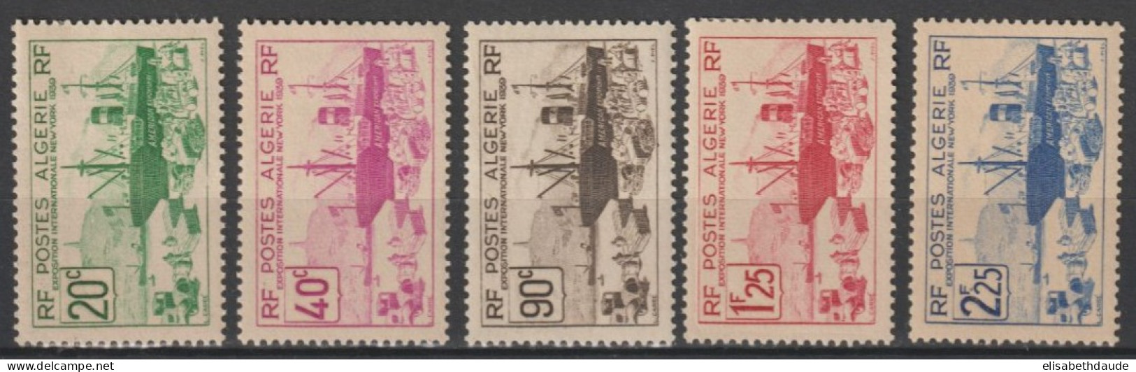 ALGERIE - 1939 - YVERT N° 153/157 SERIE COMPLETE ** MNH (156 * MLH) - COTE 2022 = 24.5 EUR. - - Nuevos