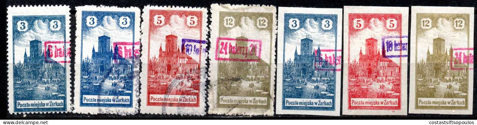 1961. POLAND. 1918 LOCAL POST ZARKI 21 ST. LOT. POSSIBLY ALL REPRINTS/FAKES,4 SCANS - Sonstige & Ohne Zuordnung